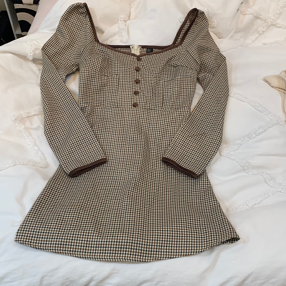 Long Sleeve Plaid Dress